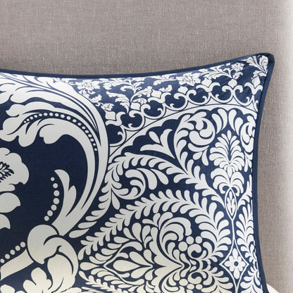 7 Piece Cotton Printed Comforter Set Indigo King
