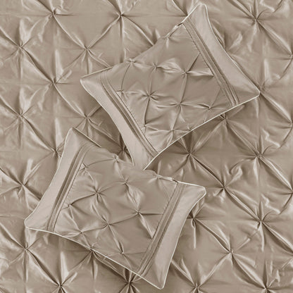 7 Piece Tufted Comforter Set Taupe King