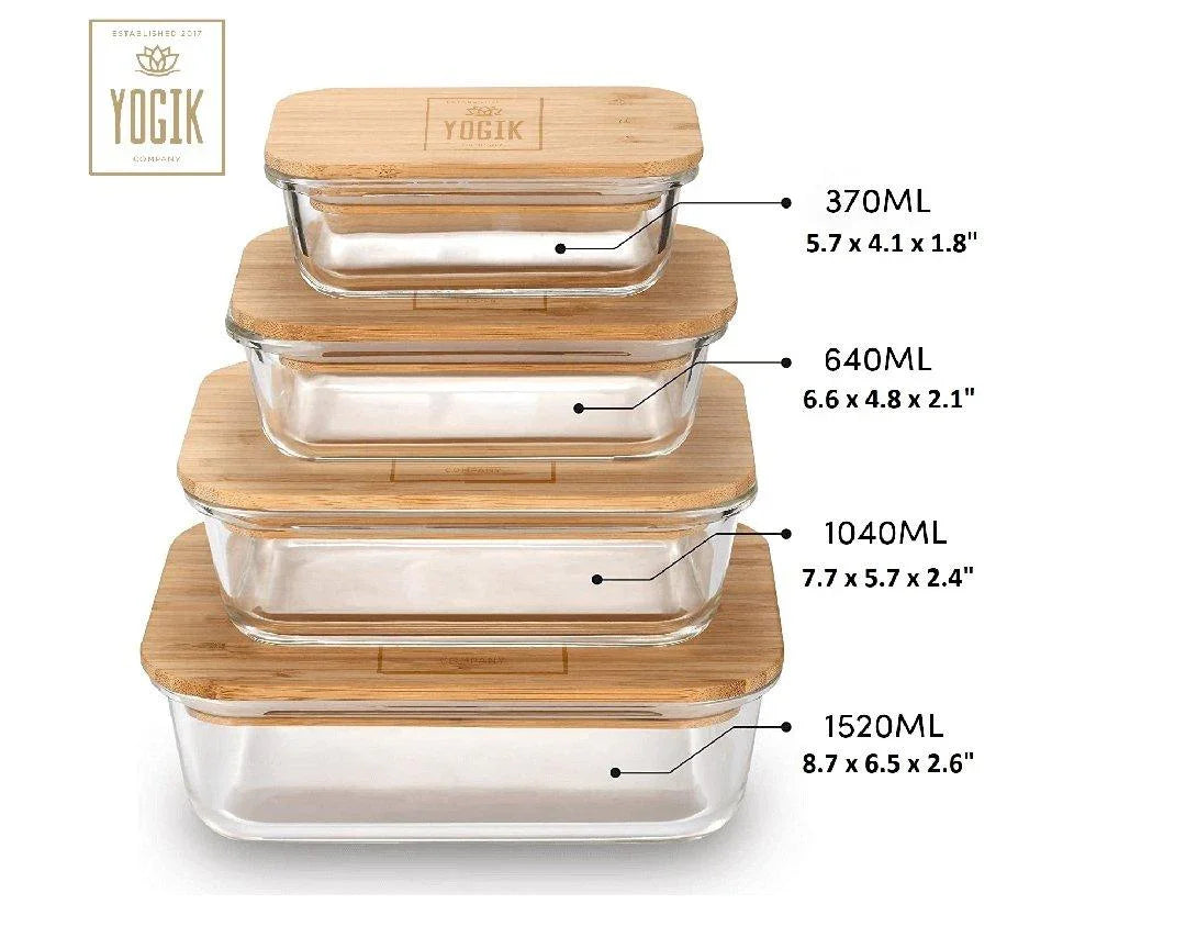 Glass Food Storage Set with Bamboo Lids — Set of 4