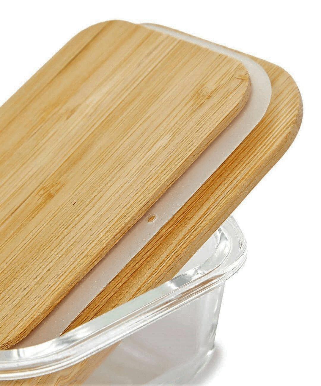 Glass Food Storage Set with Bamboo Lids — Set of 4
