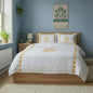 Monogram Layered Leaf Applique Cotton Duvet Cover Set