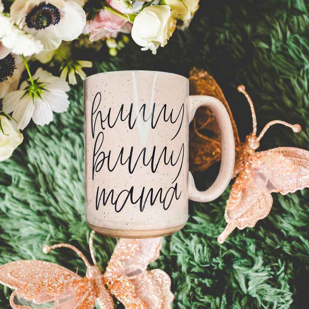 Hunny Bunny Mama Ceramic Mug 16oz Large Pastel Coffee Cup Blue Pink