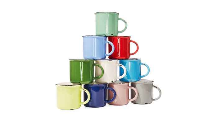 Tinware Mug in Teal - Set of 4