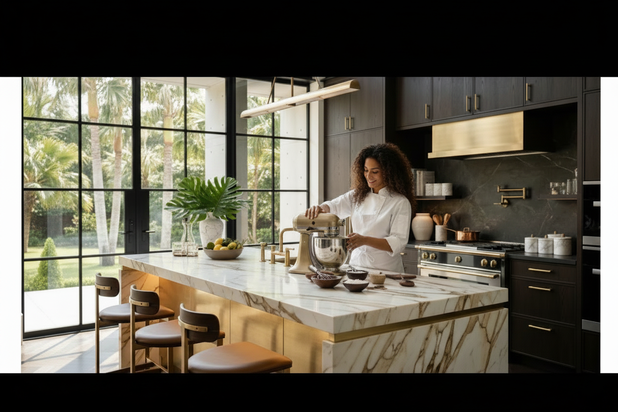 Kitchen Banner - Palm Trees & Marble Swaps