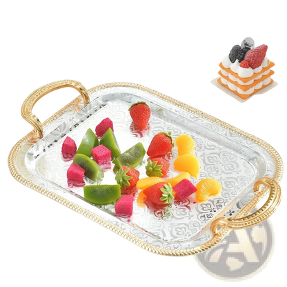 Luxury Rectangle Serving Tray with Gold Handles