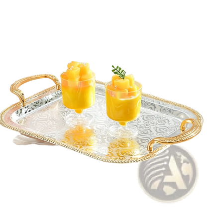 Luxury Rectangle Serving Tray with Gold Handles