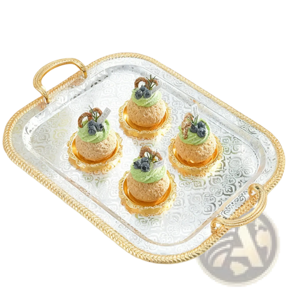 Luxury Rectangle Serving Tray with Gold Handles
