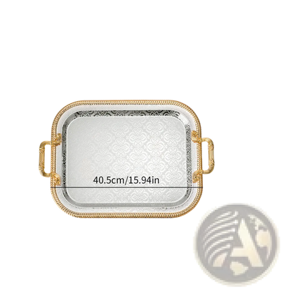 Luxury Rectangle Serving Tray with Gold Handles