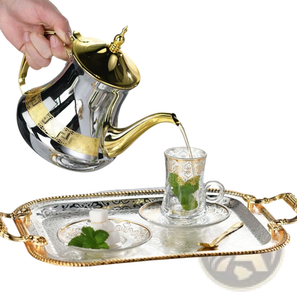 Luxury Rectangle Serving Tray with Gold Handles