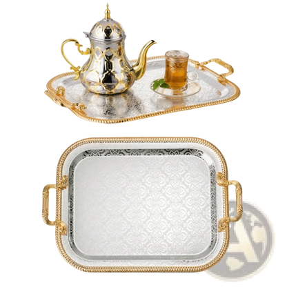 Luxury Rectangle Serving Tray with Gold Handles