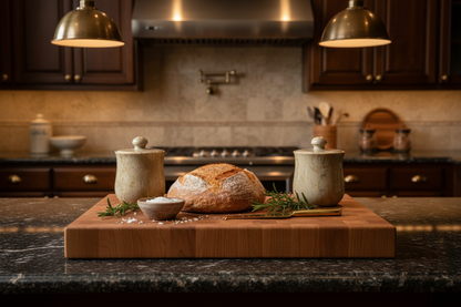 Maple Wood Board + Marble Canisters - Luxury Kitchen