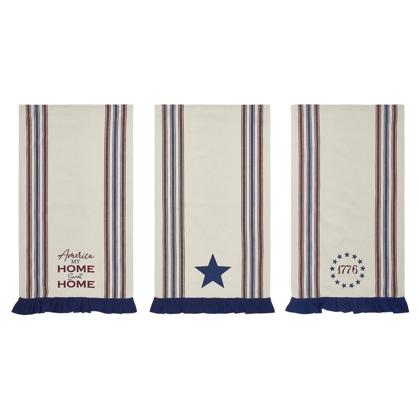 Celebration America My Sweet Home Ruffled Tea Towel Set - Set of 3