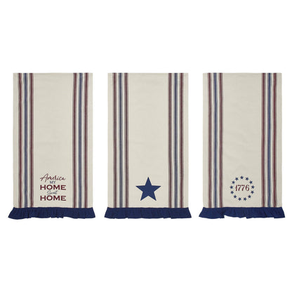Celebration America My Sweet Home Ruffled Tea Towel Set - Set of 3