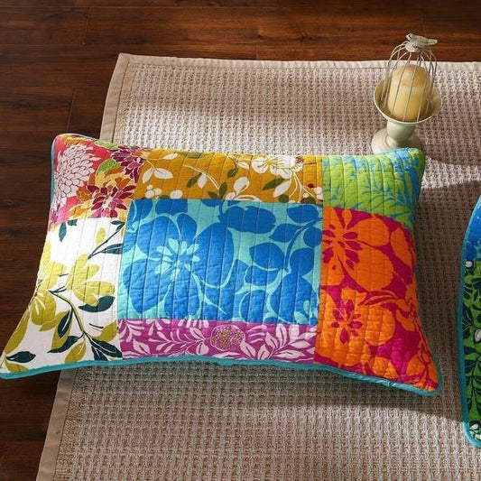 Tache 1 Piece Cotton Colorful Flower Power Party Patchwork Sham Pillow Cover (TAFloralPatchwork-Sham)