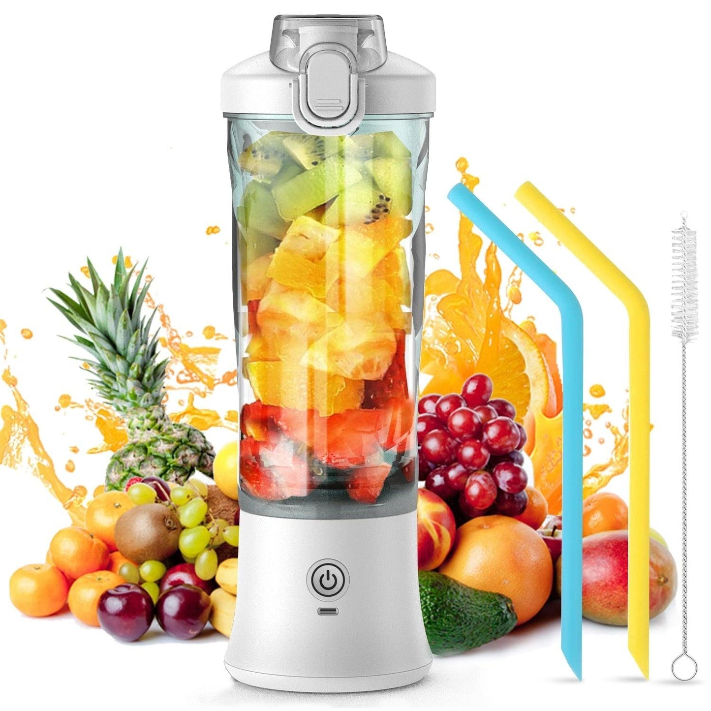 Portable Blender 600ml Electric Juicer Fruit Mixers 4000mah Usb Rechargeable Smoothie Mini Blender Personal Juicer Colorful Cup  Personal Size Blender Mini Fruit Mixer Milkshake Smoothie Maker With Usb Rechargeable Juicer