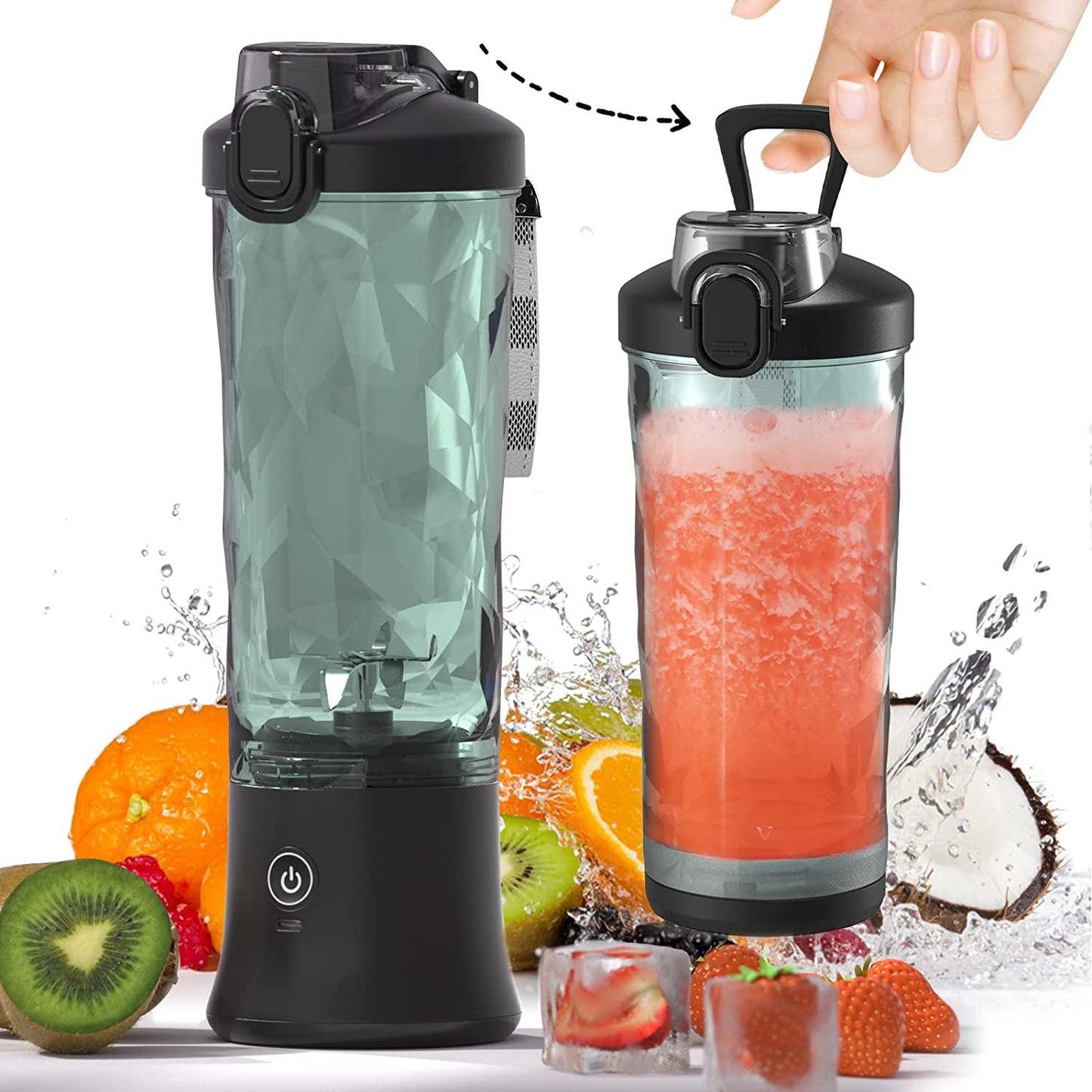 Portable Blender 600ml Electric Juicer Fruit Mixers 4000mah Usb Rechargeable Smoothie Mini Blender Personal Juicer Colorful Cup  Personal Size Blender Mini Fruit Mixer Milkshake Smoothie Maker With Usb Rechargeable Juicer