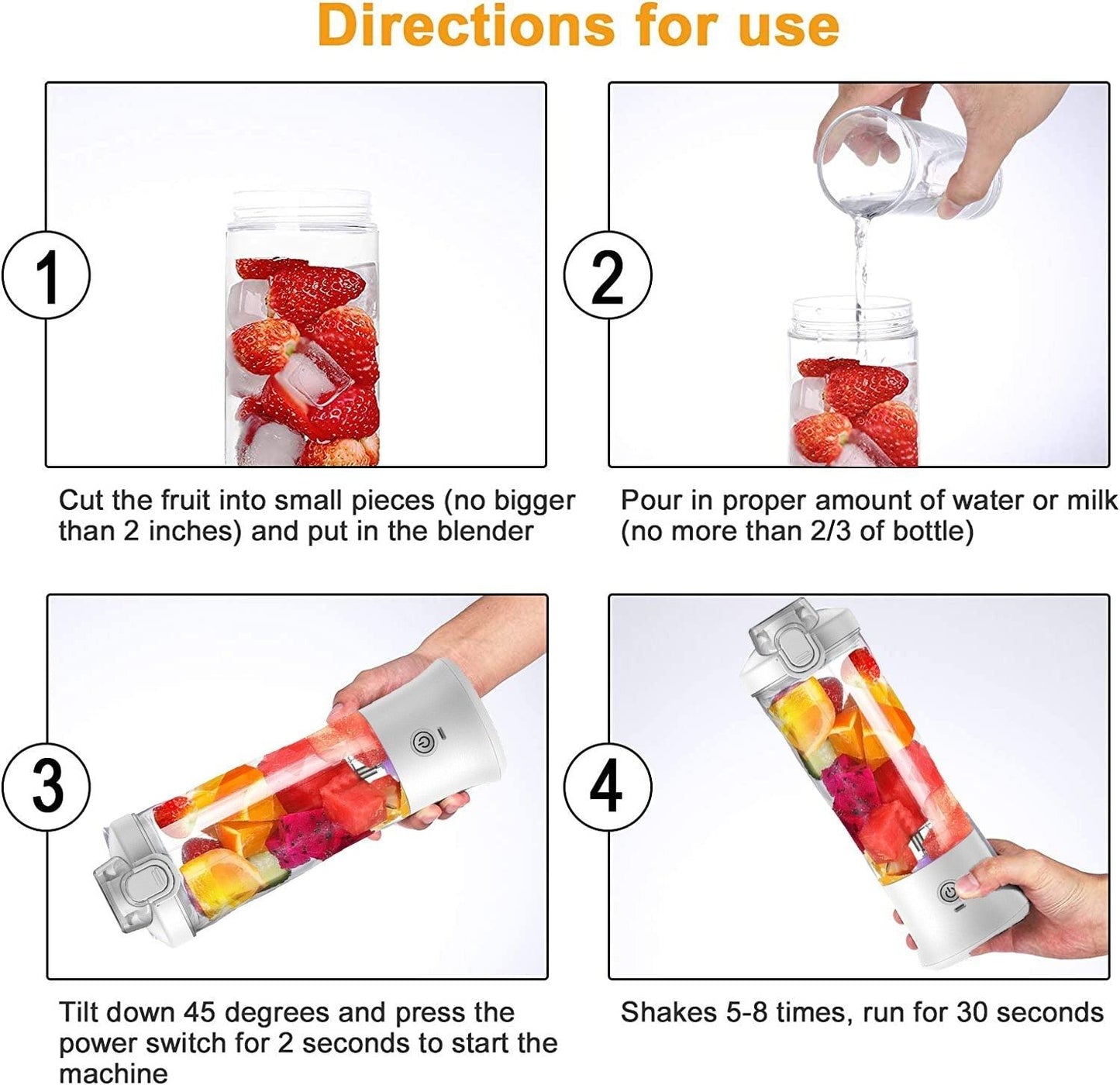Portable Blender 600ml Electric Juicer Fruit Mixers 4000mah Usb Rechargeable Smoothie Mini Blender Personal Juicer Colorful Cup  Personal Size Blender Mini Fruit Mixer Milkshake Smoothie Maker With Usb Rechargeable Juicer