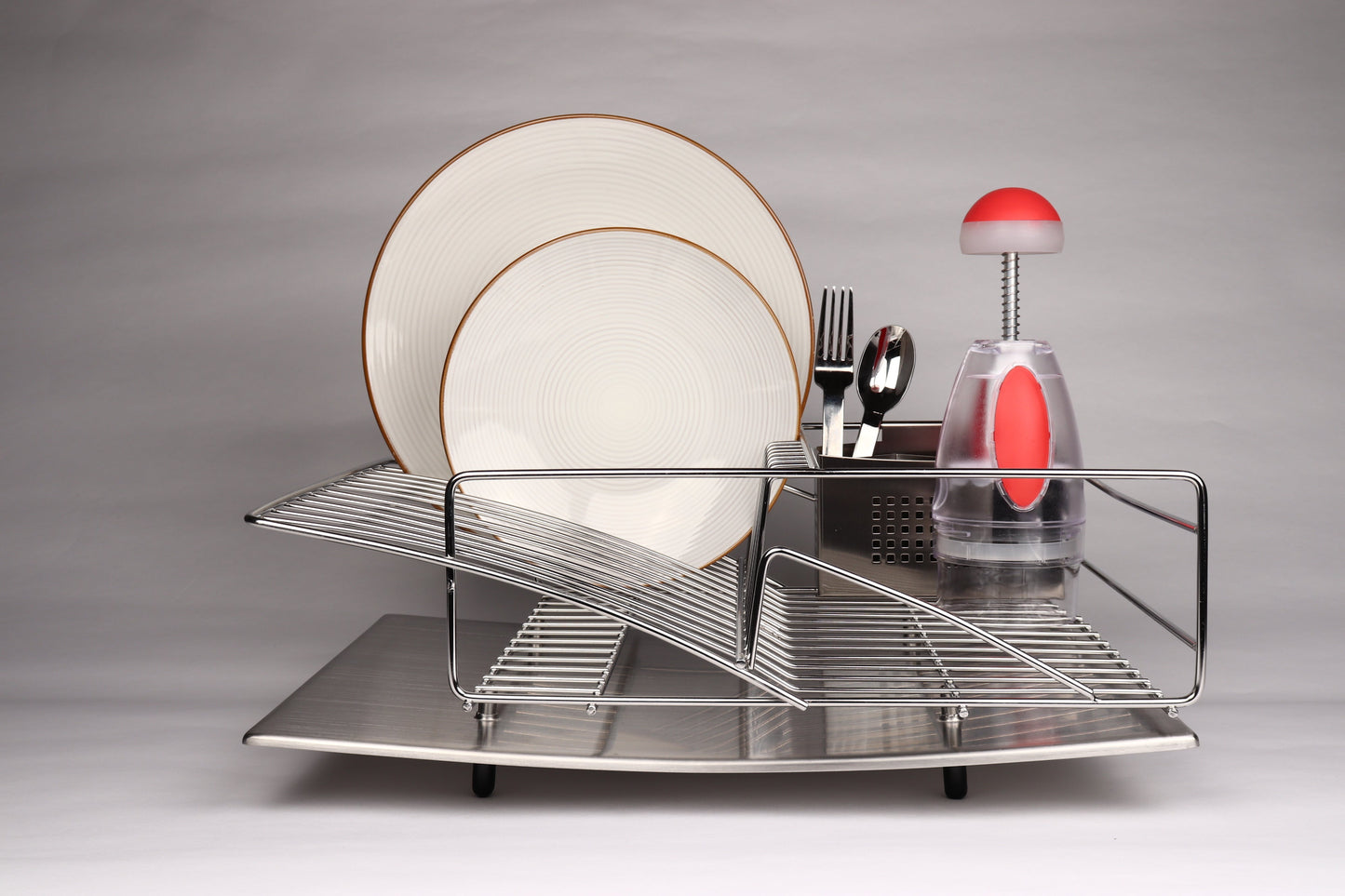 Rohan Stainless Steel Dish Rack Drainer with Cutlery Holder