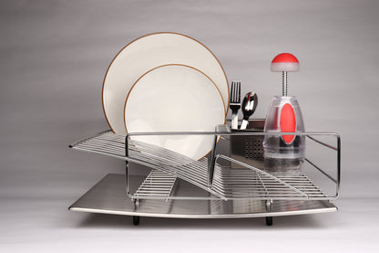 Rohan Stainless Steel Dish Rack Drainer with Cutlery Holder