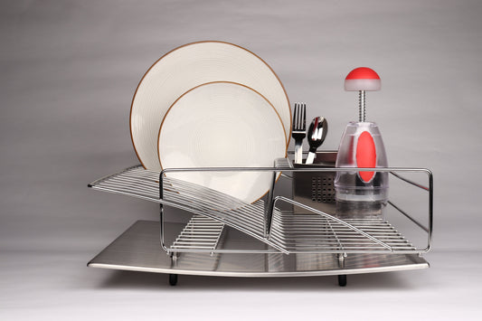 Rohan Stainless Steel Dish Rack Drainer with Cutlery Holder