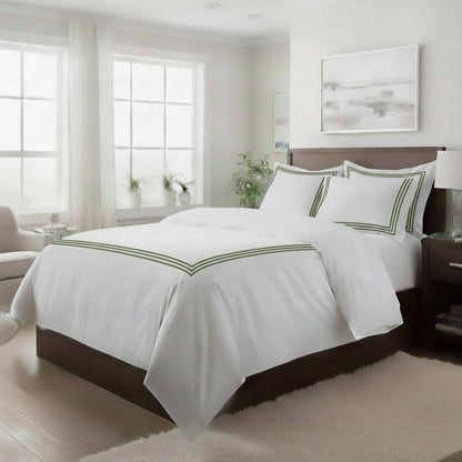 500TC Cotton Triple Embroidery Sateen Solid Duvet Cover Set