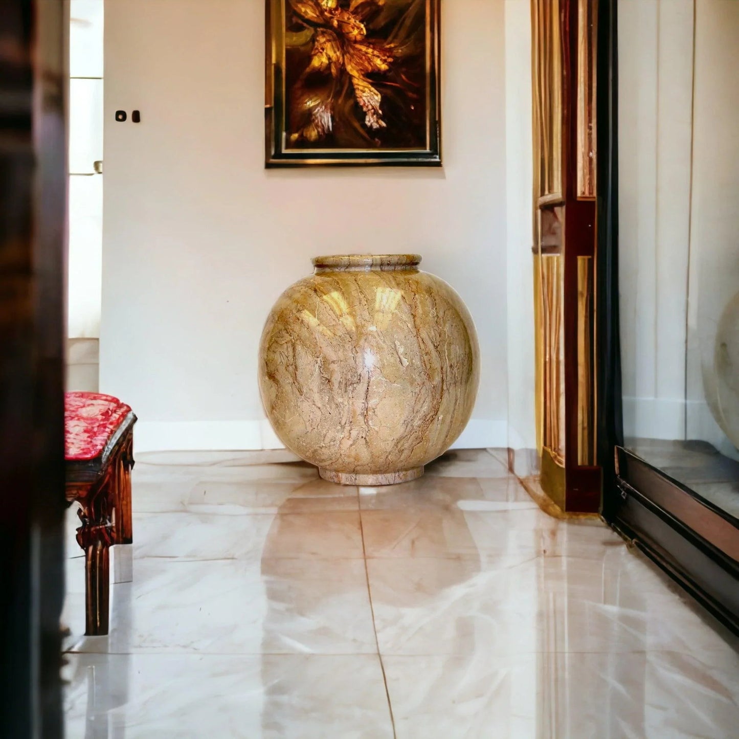 Sahara Beige Marble Large Vase