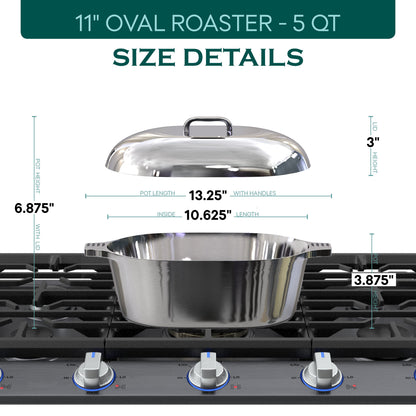 Oval Dutch Oven with Lid - 5 Quart (11 Inch)