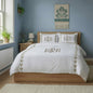 Monogram Layered Leaf Applique Cotton Duvet Cover Set