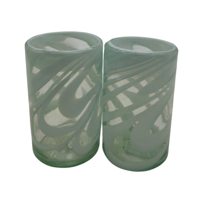 White Swirl Hand-Blown Mexican Drinking Glass | Artisan Drinkware