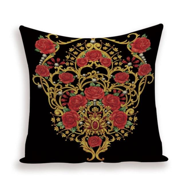 Vintage Luxury Throw Pillow Cover Lion Flower Cushion Cover For Home Decor Sofa Bed Geometric Pillows Cases Throw Pillow Covers Lion Head Flower Cotton Linen Square Home Decorative Throw Pillow Case Cushion Covers 45x45cm