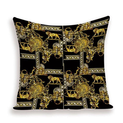 Vintage Luxury Throw Pillow Cover Lion Flower Cushion Cover For Home Decor Sofa Bed Geometric Pillows Cases Throw Pillow Covers Lion Head Flower Cotton Linen Square Home Decorative Throw Pillow Case Cushion Covers 45x45cm