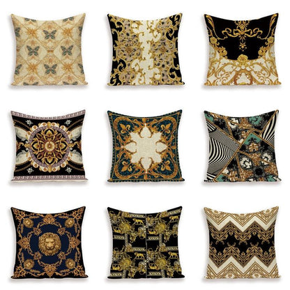 Vintage Luxury Throw Pillow Cover Lion Flower Cushion Cover For Home Decor Sofa Bed Geometric Pillows Cases Throw Pillow Covers Lion Head Flower Cotton Linen Square Home Decorative Throw Pillow Case Cushion Covers 45x45cm