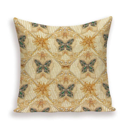 Vintage Luxury Throw Pillow Cover Lion Flower Cushion Cover For Home Decor Sofa Bed Geometric Pillows Cases Throw Pillow Covers Lion Head Flower Cotton Linen Square Home Decorative Throw Pillow Case Cushion Covers 45x45cm
