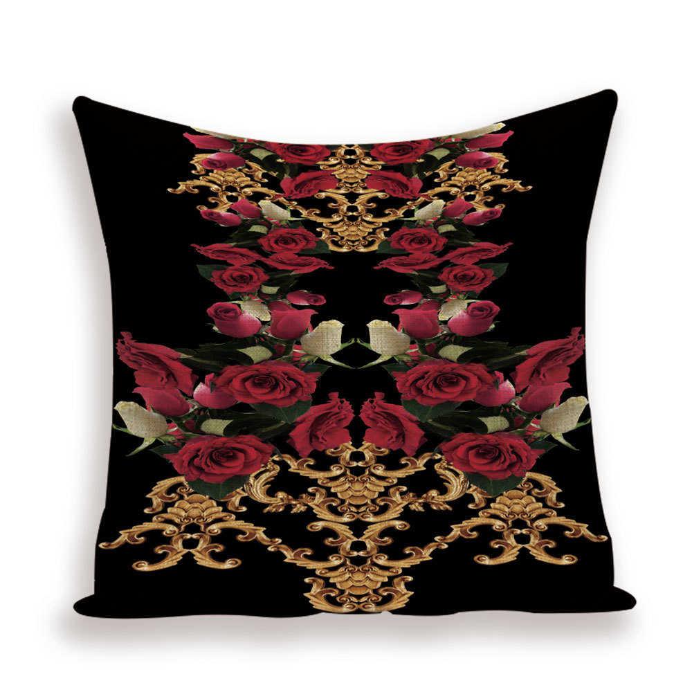 Vintage Luxury Throw Pillow Cover Lion Flower Cushion Cover For Home Decor Sofa Bed Geometric Pillows Cases Throw Pillow Covers Lion Head Flower Cotton Linen Square Home Decorative Throw Pillow Case Cushion Covers 45x45cm