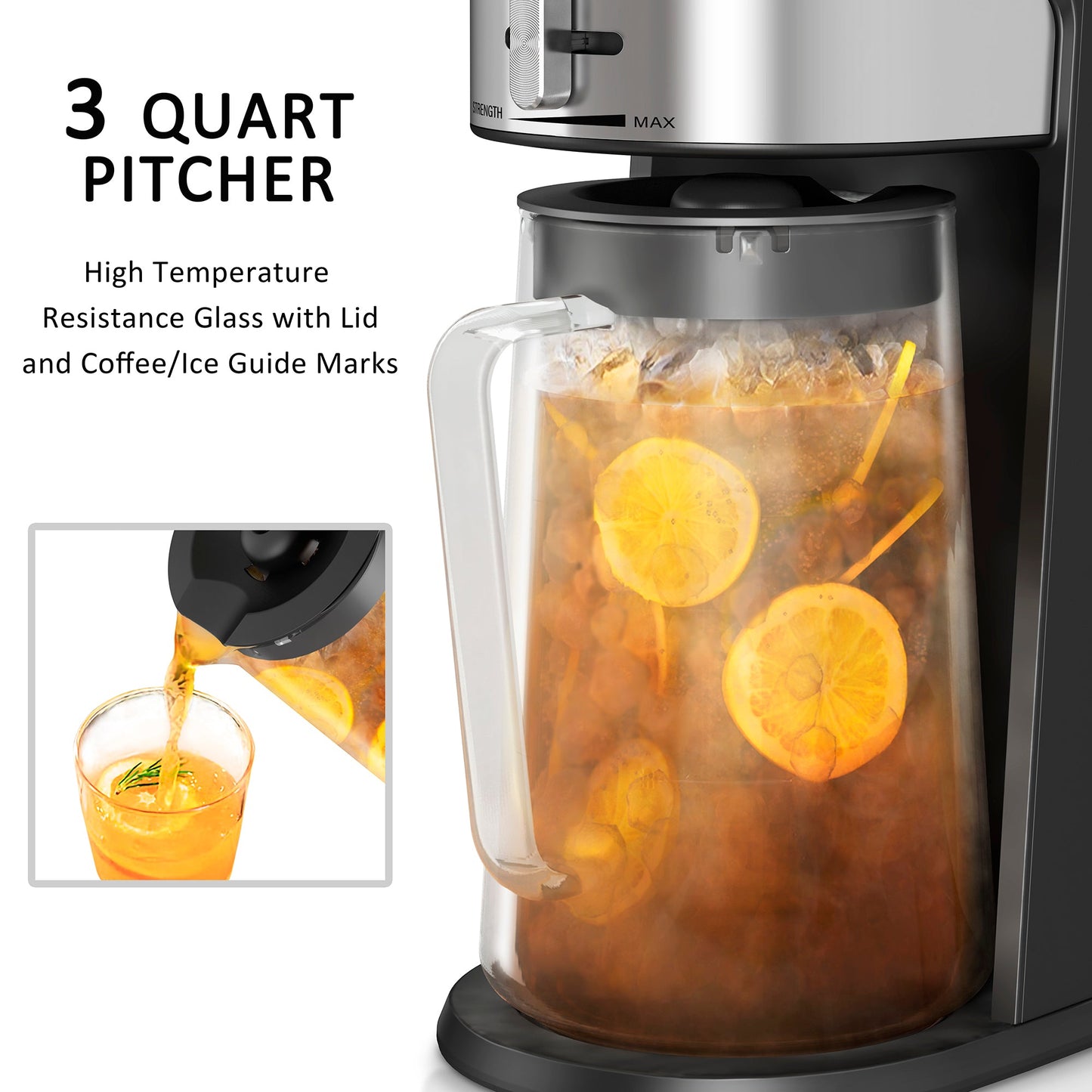 Wirsh Iced Coffee Maker,  Iced Tea Maker with 85 Ounce Pitcher,Strength Control and Reusable Filter