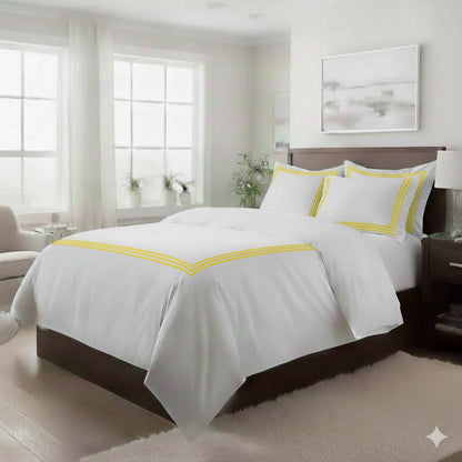 500TC Cotton Triple Embroidery Sateen Solid Duvet Cover Set